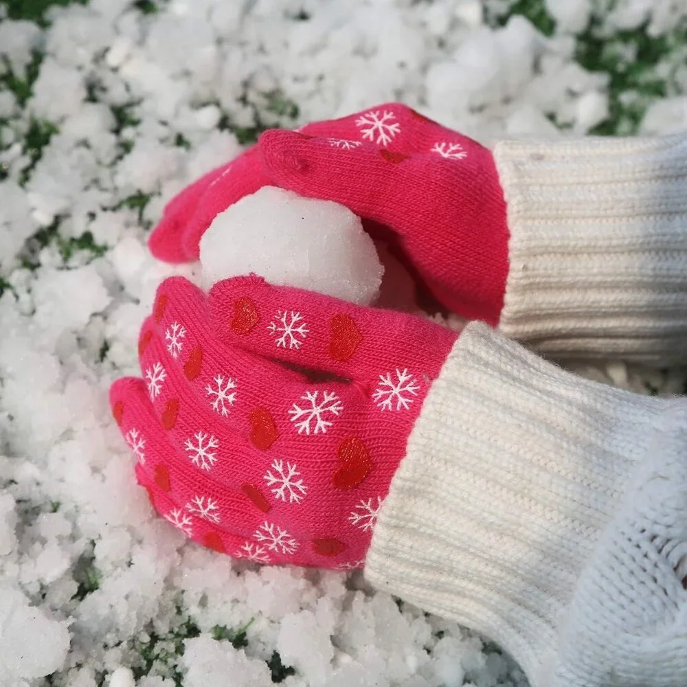 Kids Winter Gloves,3 Pairs Knit Warm Stretch Gripper Children Magic Glove for Bo